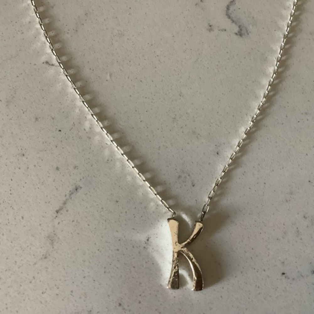 Silver alphabet letter K necklace pendant